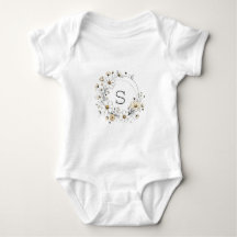 Custom Floral Monogram Baby Meisje Boho Sage Groen