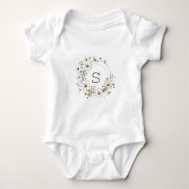 Custom Floral Monogram Baby Meisje Boho Sage Groen Romper