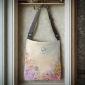 Custom Floral Monogram Crossbody Canvas tas