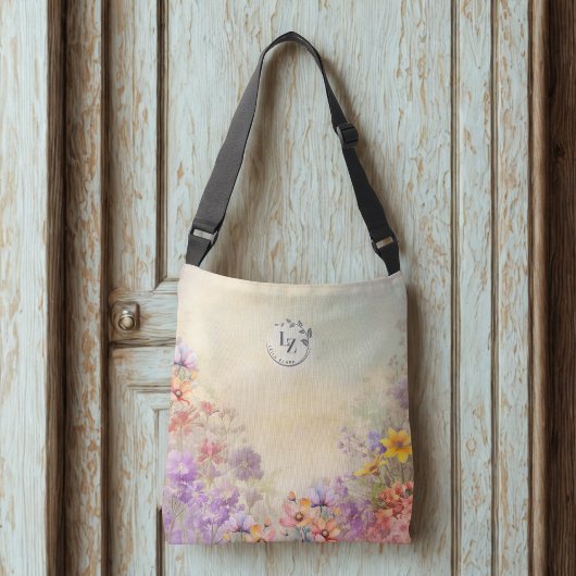 Custom Floral Monogram Crossbody Canvas tas