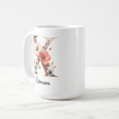Custom Floral Monogram Gift for Daughter or Friend Koffiemok (Voorkant links)