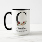 Custom Floral Monogram Mug Gift for RN Pharmacist  Mok (Links)