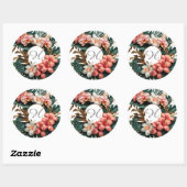 Custom Floral Monogram Tropical Round Sticker (Vel)