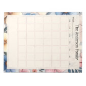 Custom Floral Monthly Calendar Notepad Notitieblok (Voorkant)