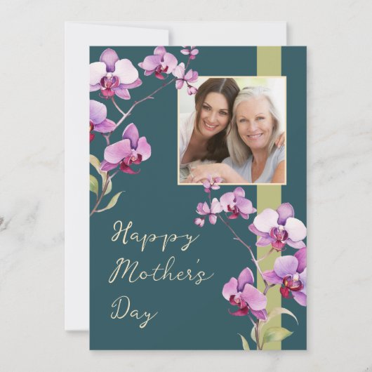 Custom Floral Mother's Day Photo card Kaart (Voorkant)