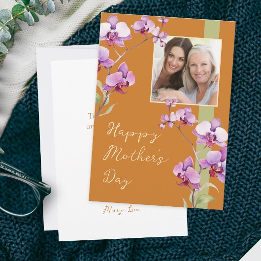 Custom Floral Mother's Day Photo card Kaart