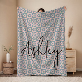 Custom Floral Name Blanket Birthday Gift for Girls Fleece Deken