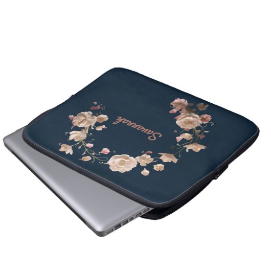 Custom Floral Neopreen Laptop Sleeve (Voorkant onderkant)