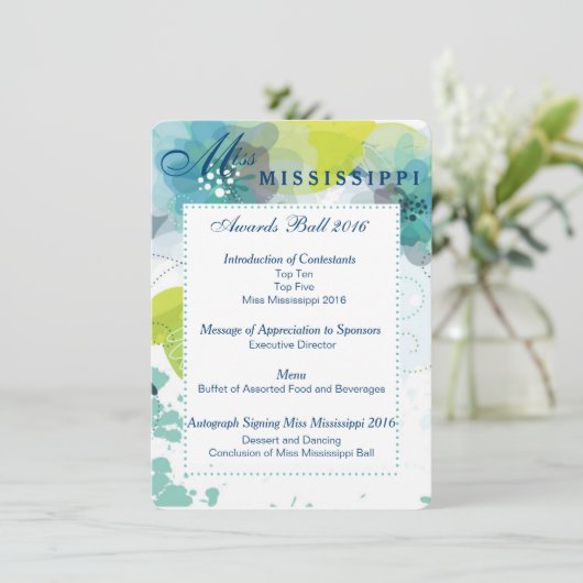 Custom Floral Pageant Awards Ball Program Kaart (Staand voorkant)