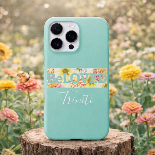 Custom Floral Pastel Blue Green Beloved Christian iPhone Hoesje