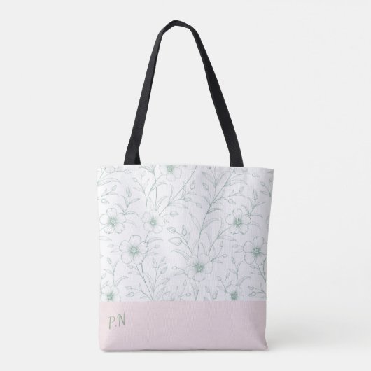 Custom Floral Pattern  Tote Bag (Achterkant)