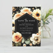 Custom Floral Peach Wedding Save The Date (Staand voorkant)