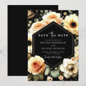 Custom Floral Peach Wedding Save The Date (Voorkant / Achterkant)