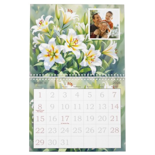 Custom Floral Photo Calendar Personalized Flower Kalender (Mar 2026)