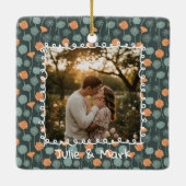 Custom Floral Photo Engagement  Keramisch Ornament (Achterkant)