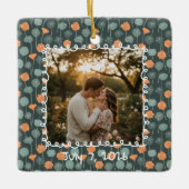 Custom Floral Photo Engagement  Keramisch Ornament (Voorkant)