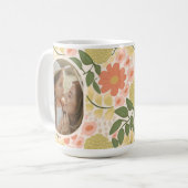 Custom Floral Photo Mug – Editable Message  Koffiemok (Voorkant links)
