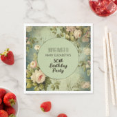 Custom Floral Roos Greenery BIrthday Party Servet (Insitu)