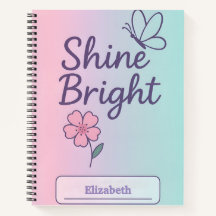 Custom Floral Shine Bright Notitieboek voor meisje