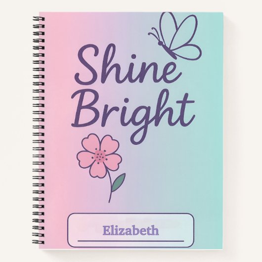 Custom Floral Shine Bright Notitieboek voor meisje (Voorkant)