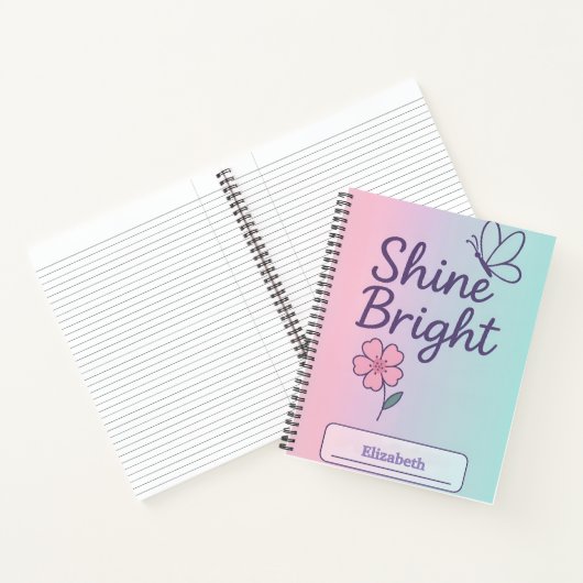 Custom Floral Shine Bright Notitieboek voor meisje (Binnen)