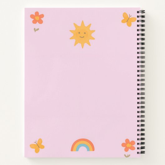 Custom Floral Shine Bright Notitieboek voor meisje (Achterkant)