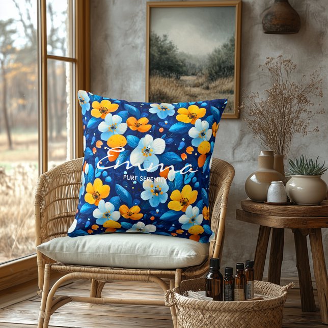 Custom Floral Spa Kussen met Gepersonaliseerde Naa (Creator heeft geüpload)