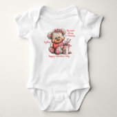 Custom Floral Teddy Bear Baby Bodysuit (Voorkant)