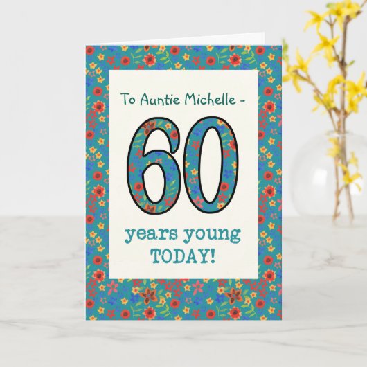 Custom Floral Verjaardag Kaart, 60 jaar Jong Kaart (Gele Bloem)
