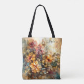 Custom Floral Watercolor Art Tote Bag (Achterkant)