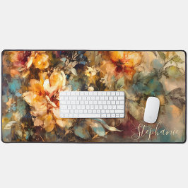 Custom Floral Watercolor Bloom Bureaumat