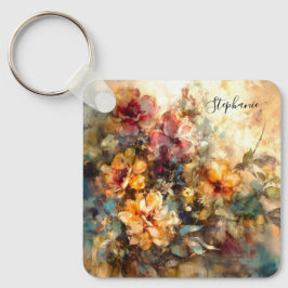 Custom Floral Watercolor Charm Sleutelhanger
