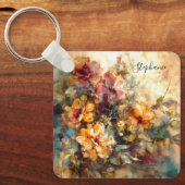 Custom Floral Watercolor Charm Sleutelhanger (Voorkant)