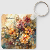 Custom Floral Watercolor Charm Sleutelhanger (Achterkant)