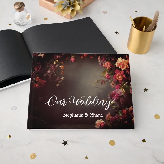 Custom Floral Wedding Gastenboek (Voorkant open)