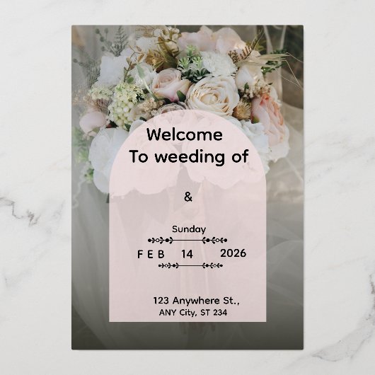 Custom Floral Wedding Invitation Personalized Mode Folie Uitnodiging (Voorkant)