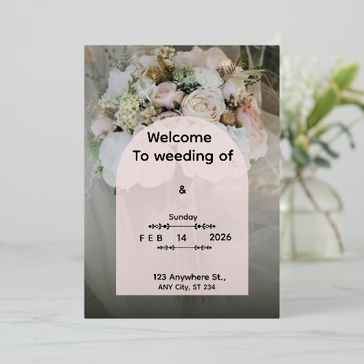Custom Floral Wedding Invitation Personalized Mode Folie Uitnodiging (Staand Voorkant)