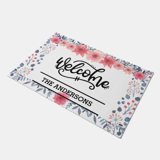 CUSTOM Floral Welkom Deurmat (Schuin)