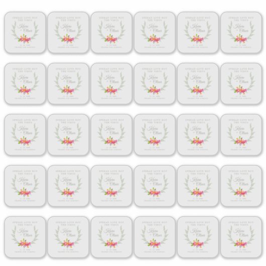 Custom Floral Wreath Wedding Sanitizer Hand Gel Sticker (Voorkant)