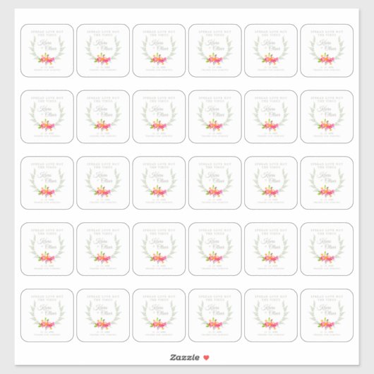 Custom Floral Wreath Wedding Sanitizer Hand Gel Sticker (Vel)