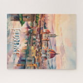 Custom Florence Duomo Cathedral Watercolor Skyline Legpuzzel (Horizontaal)