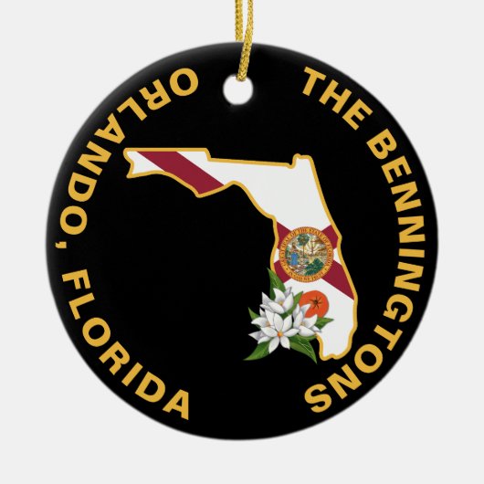 Custom Florida Flag State Flower Sinaasappel Bloss Keramisch Ornament (Voorkant)