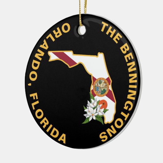 Custom Florida Flag State Flower Sinaasappel Bloss Keramisch Ornament (Links)