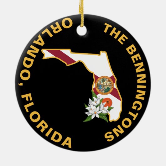 Custom Florida Flag State Flower Sinaasappel Bloss Keramisch Ornament (Achterkant)