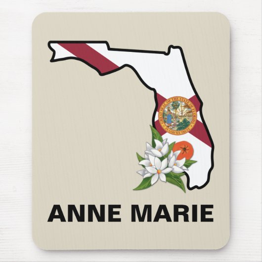 Custom Florida Flag State Flower Sinaasappel Bloss Muismat (Voorkant)