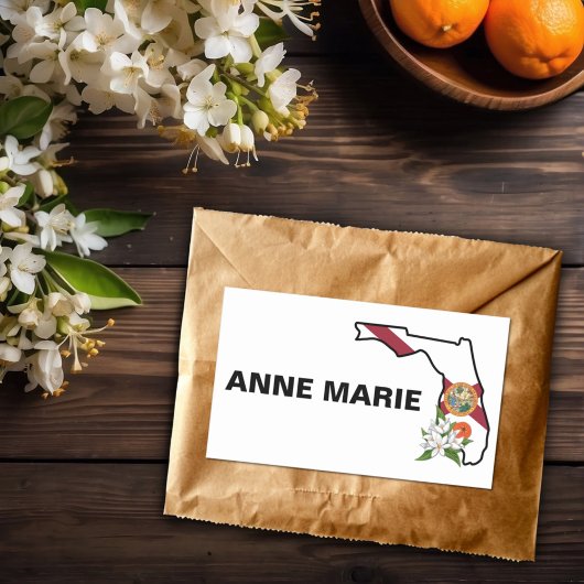 Custom Florida Flag State Flower Sinaasappel Bloss Rechthoekige Sticker