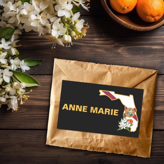 Custom Florida Flag State Flower Sinaasappel Bloss Rechthoekige Sticker