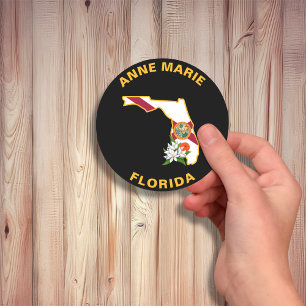 Custom Florida Flag State Flower Sinaasappel Bloss Ronde Sticker