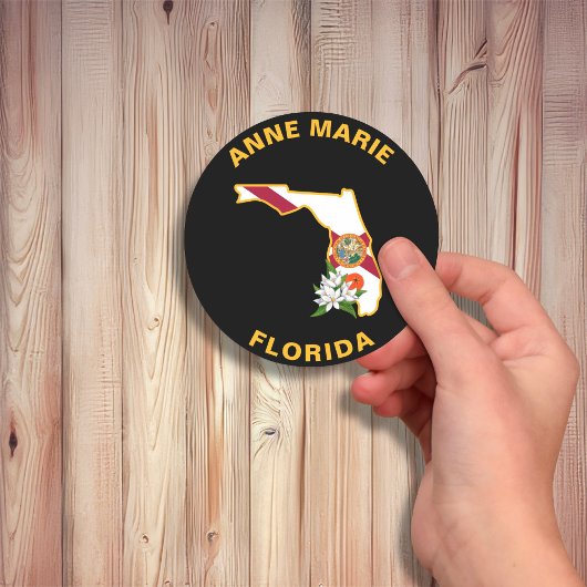 Custom Florida Flag State Flower Sinaasappel Bloss Ronde Sticker