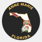 Custom Florida Flag State Flower Sinaasappel Bloss Ronde Sticker (Voorkant)